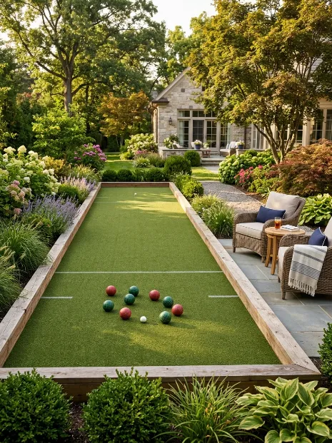 A backyard bocce ball court