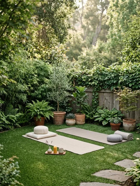 A backyard yoga or meditation spot