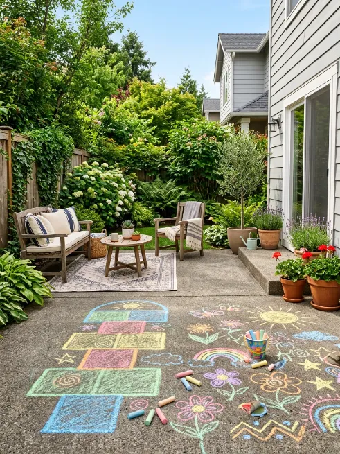 A chalk painted patio