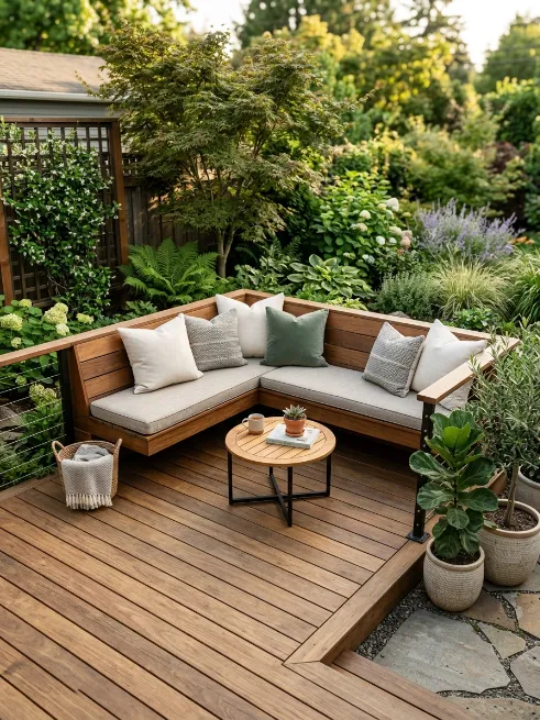 A corner bench layout