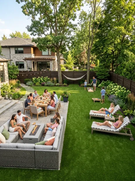 A full backyard entertainment lawn