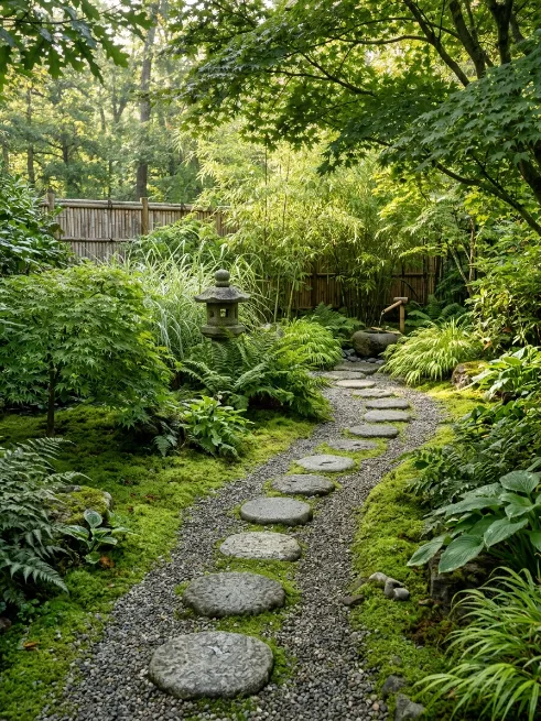 A meditation path with stepping stones