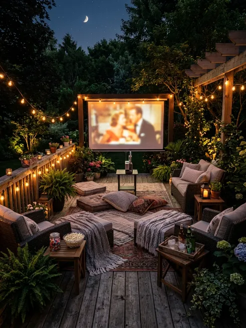 A movie night setup