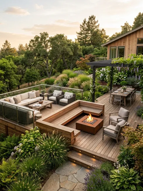 A multi level seating deck