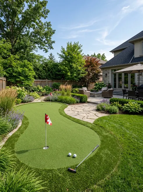 A putting green corner