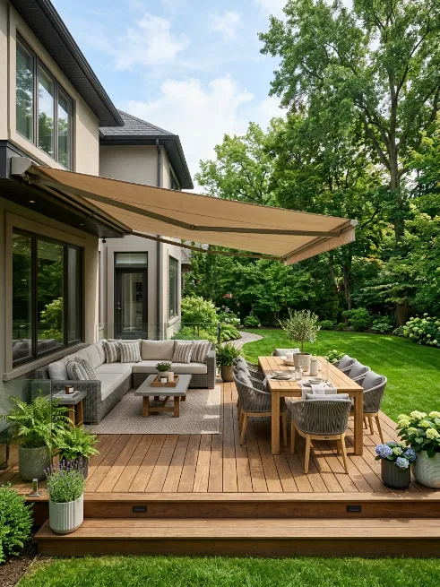 A retractable awning