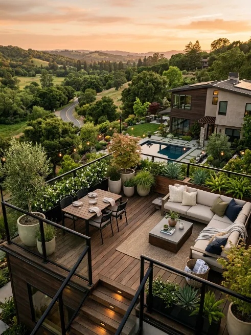 A rooftop style deck