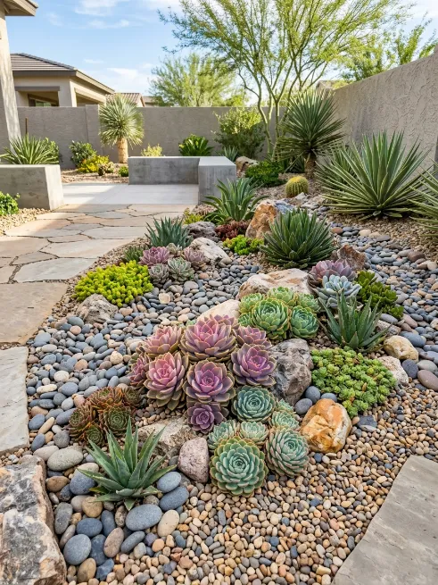 A succulent rock garden