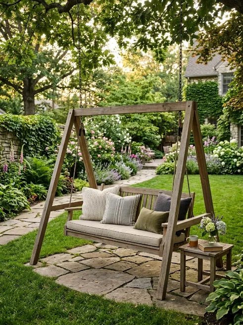 A swinging bench for two