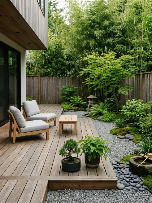 A zen garden deck