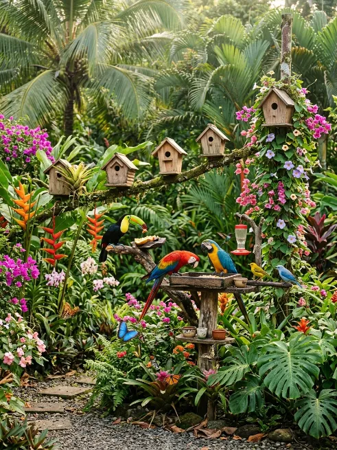 Add birdhouses or a small feeder station