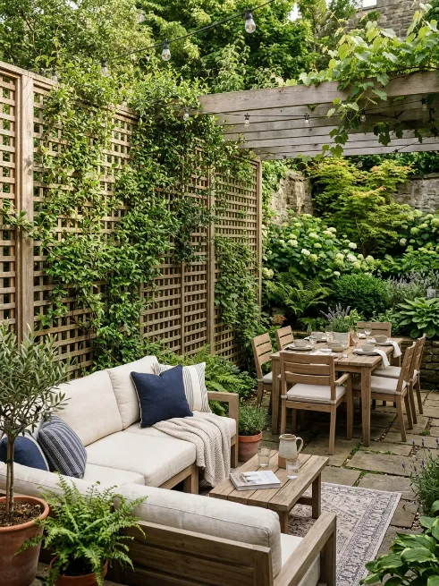 Add privacy screens or lattice walls