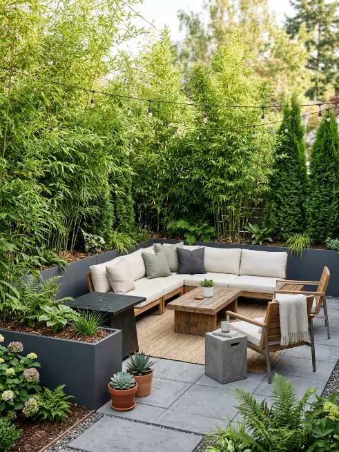 Add privacy with tall planters