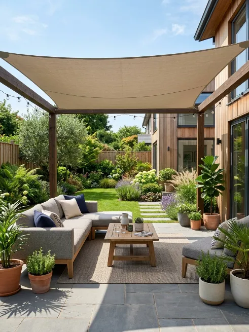 Add shade with a sail canopy