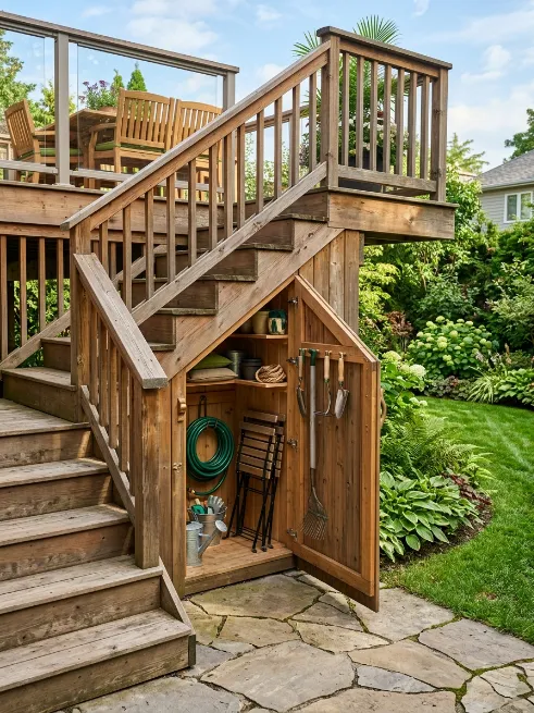 Add under stair storage if you have a deck