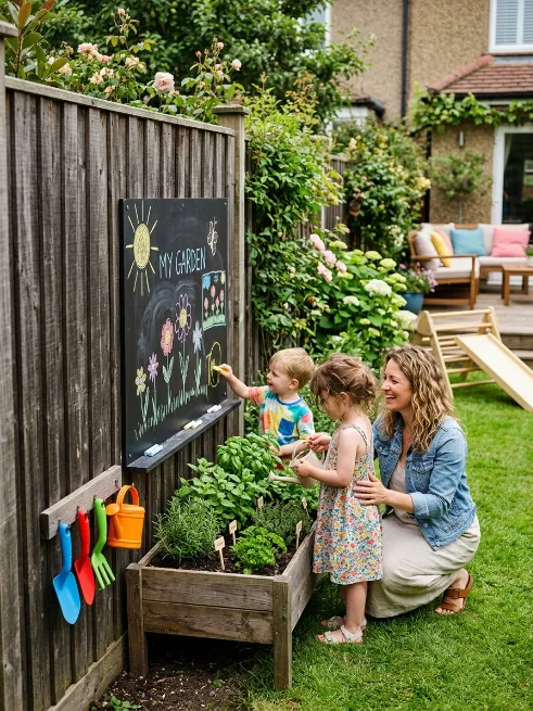 Add a chalkboard or herb garden wall for kids