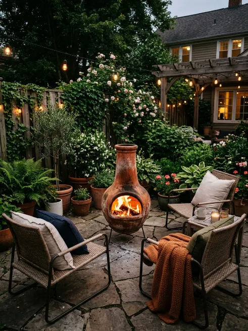 Add a fire feature like a chiminea