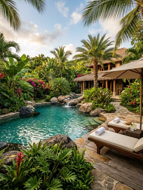 Add a pool with a lagoon style edge