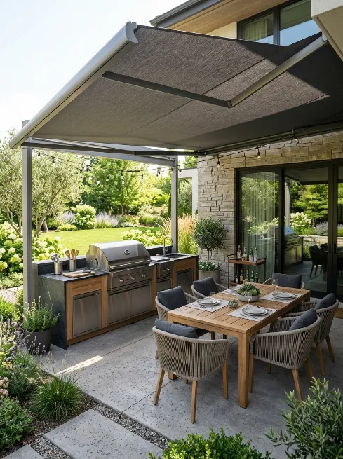 Add a retractable awning for flexible shade