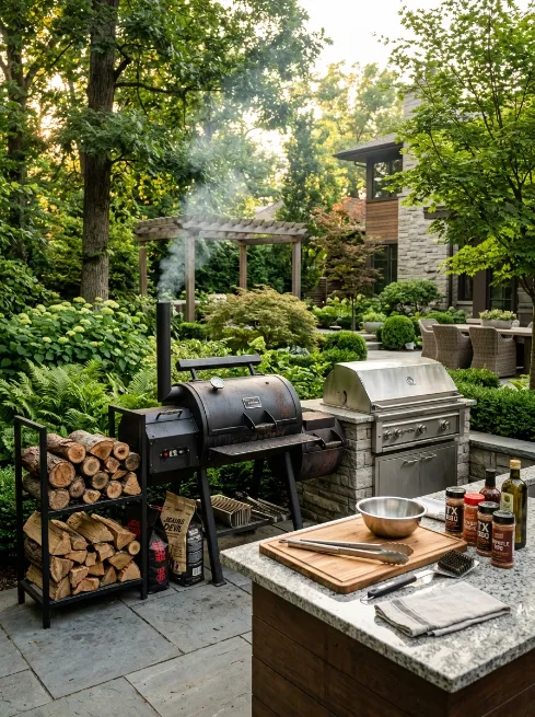Add a smoker next to your grill setup