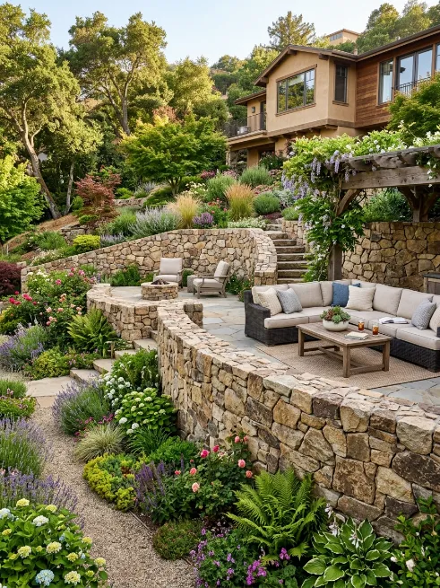Add a stone retaining wall