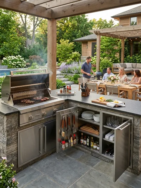 Add an outdoor kitchen cabinet