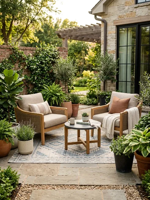 Add an outdoor rug to define a seating area