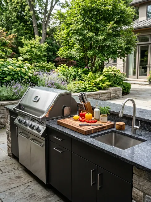 Add an outdoor sink for easy cleanup