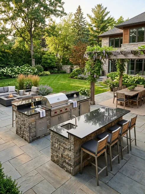 An island in the middle of the yard