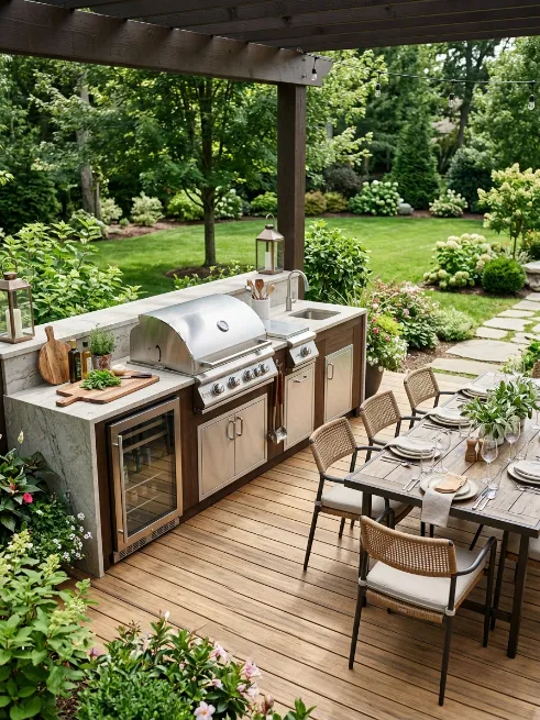 An outdoor kitchen setup
