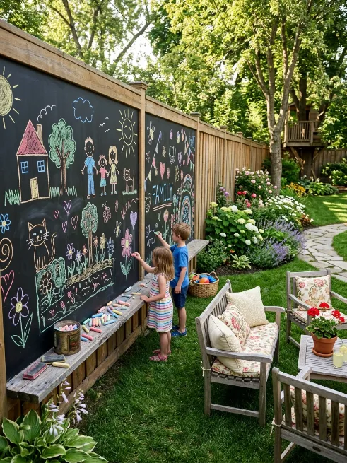 Backyard chalkboard wall