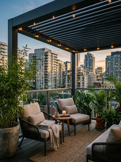 Balcony pergola for apartments and townhomes