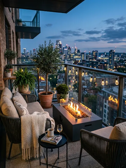 Balcony safe electric fire pit