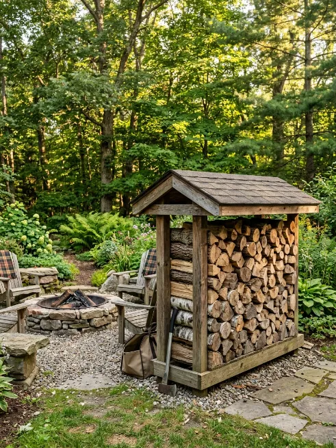 Build a firewood rack with a roof