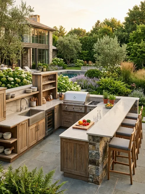 Build a u shaped outdoor kitchen layout