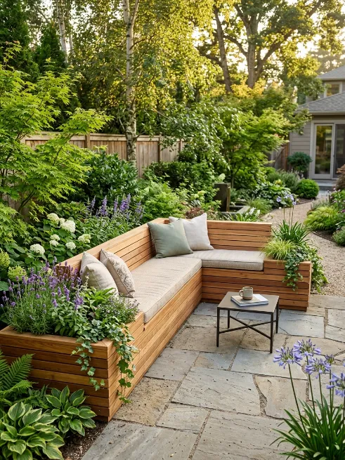 Built in planter bench