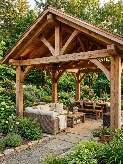 Cedar wood with exposed beams