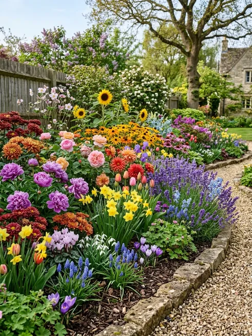 Choose flowers that bloom at different times