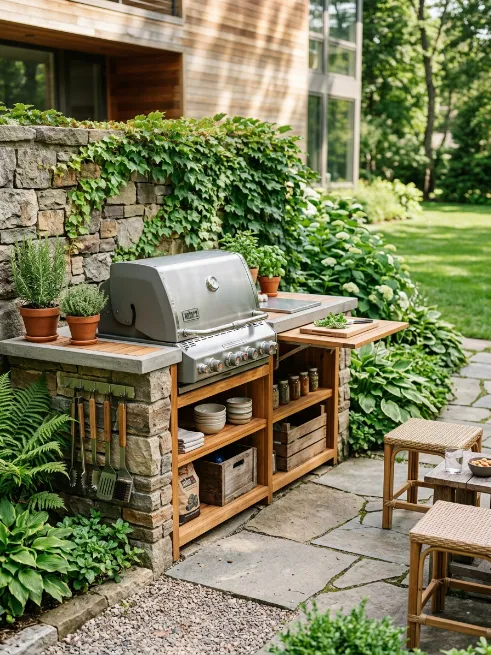 Choose a compact outdoor kitchen setup