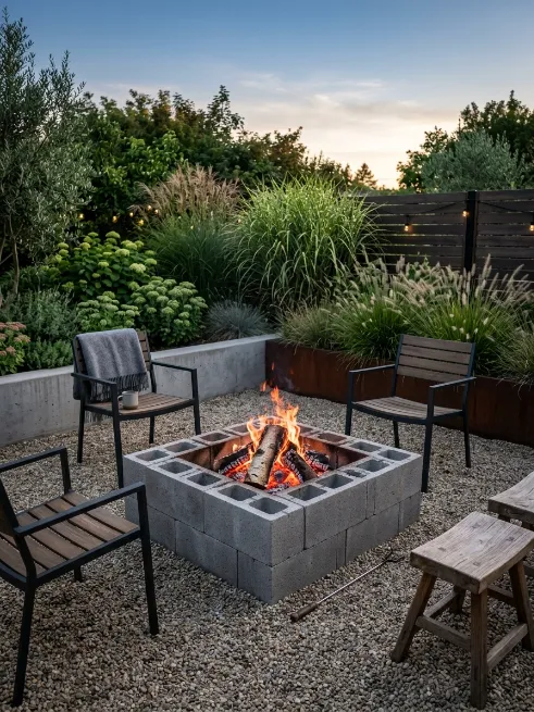 Cinder block fire pit