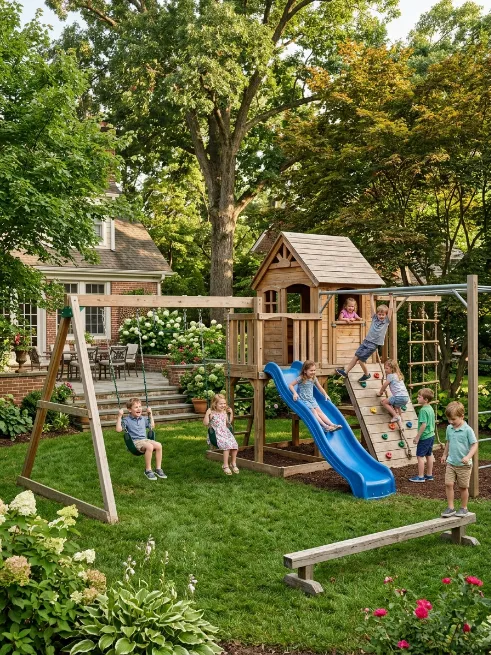 Classic backyard play structures