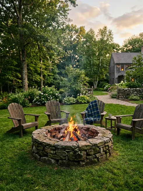 Classic stone ring fire pit