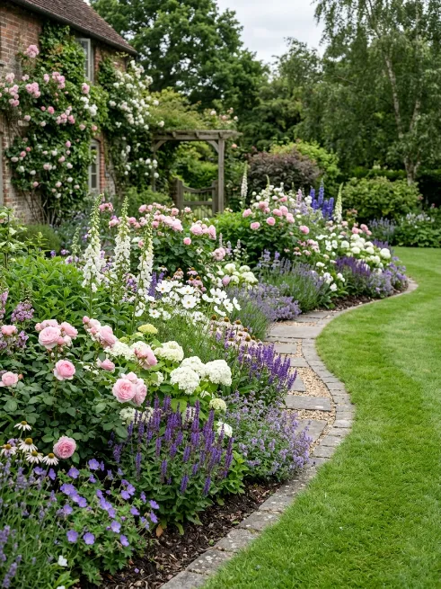 Color coordinated flower borders
