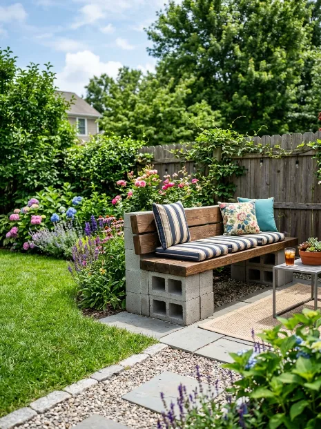 Concrete block bench