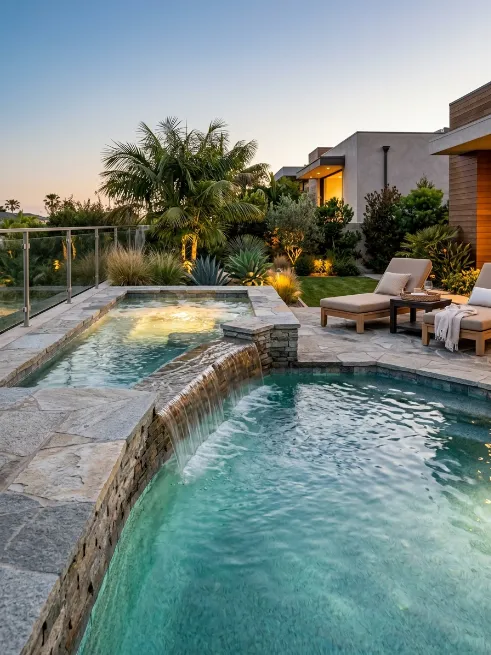 Connected spa and pool