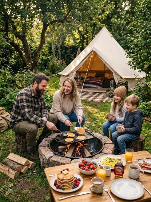 Cook a campfire breakfast