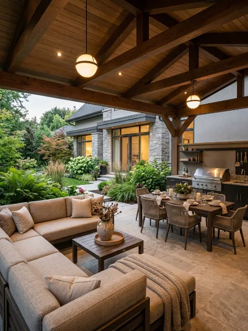 Covered patio with a solid roof
