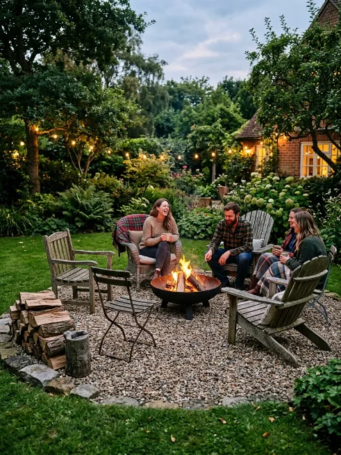 Create a gravel fire pit area