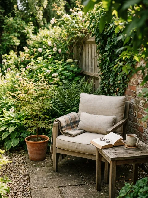 Create a reading nook with a single chair and side table
