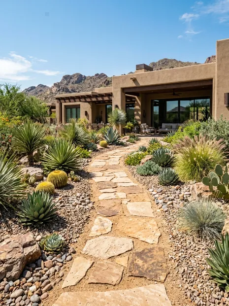 Desert style rock path